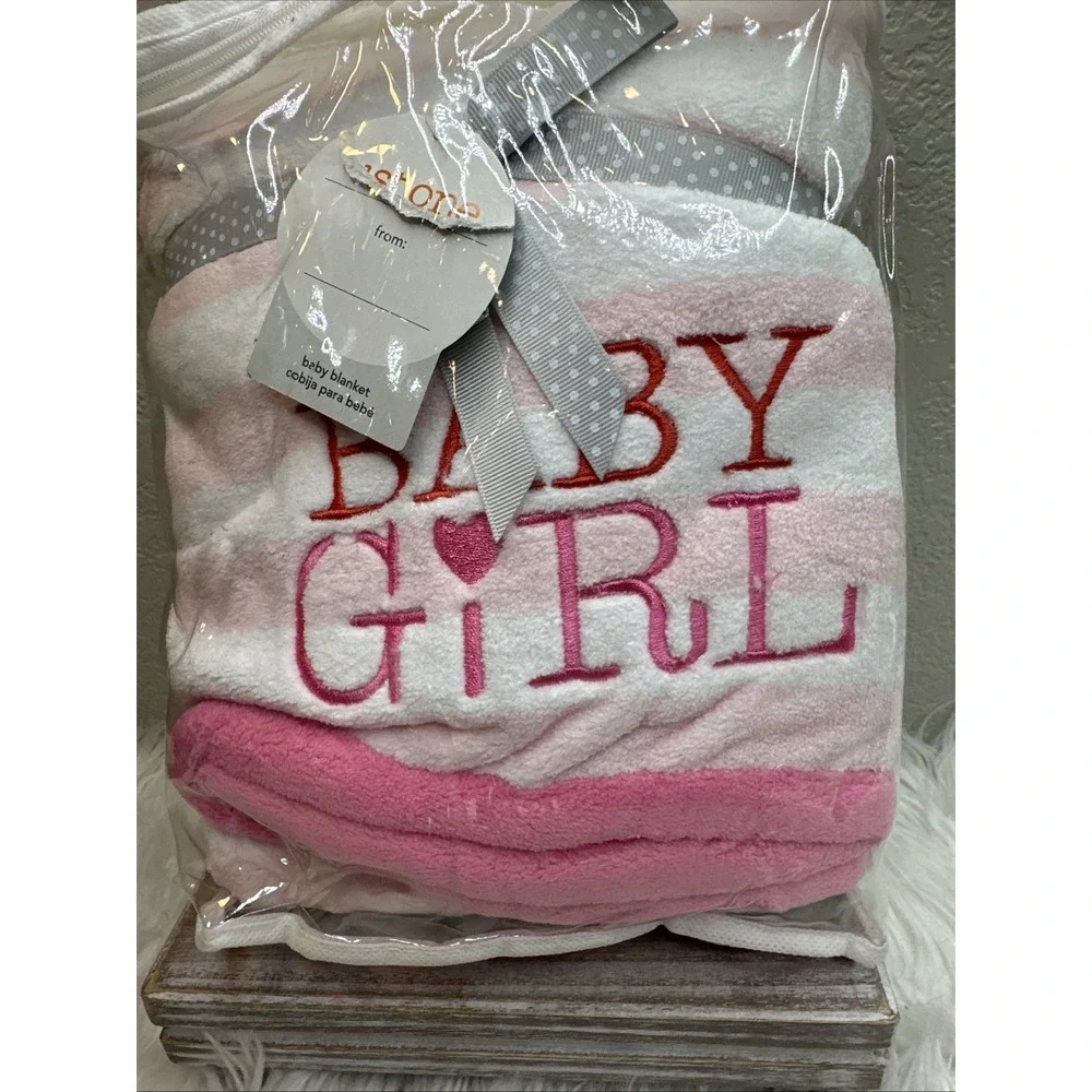 $25 🌙 Carters Just One You Baby Girl Baby Blanket Pink  Stripe Heart NEW